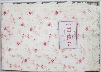 Покрывало Maison D'or вафельное с кружевом Roses фиолетовый