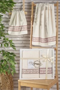   Комплект махровых полотенец  Pupilla  жаккард Dream  кремовый